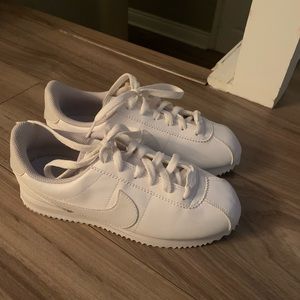 All white Nike Cortez size 5-6W